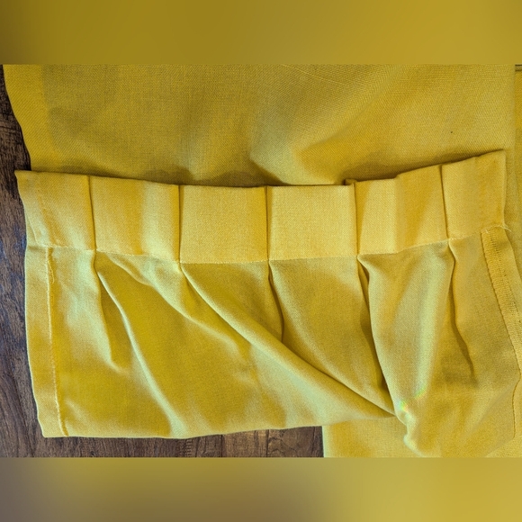 Vintage MCM 60s Pinch Pleat Drapes Curtains Pair 45” Lx 42”W Lemon Yellow - Picture 6 of 13